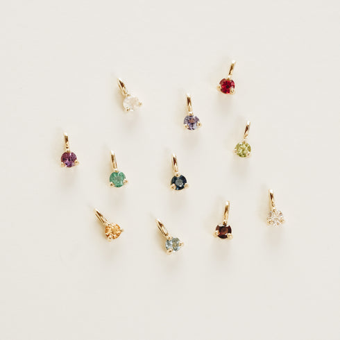 Three Claw Mini Moonstone Pendant Charm in Yellow Gold